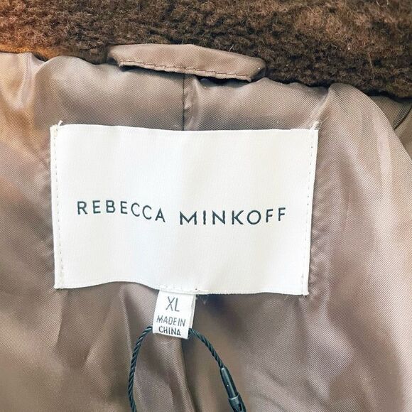 Rebecca Minkoff Faux Shearling Double Breasted Brown Coat XL - Picture 4 of 7
